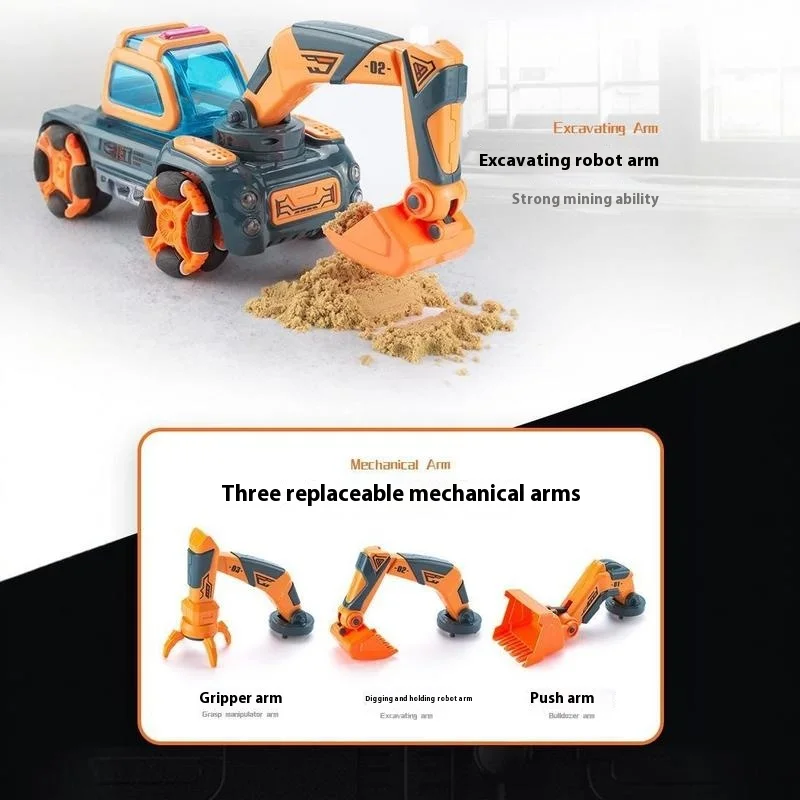 เด็กรีโมทคอนโทรลของเล่นรถชาร์จ Disassembly Bulldozer Excavator สาม Diy ชุดวิศวกรรมยานพาหนะ