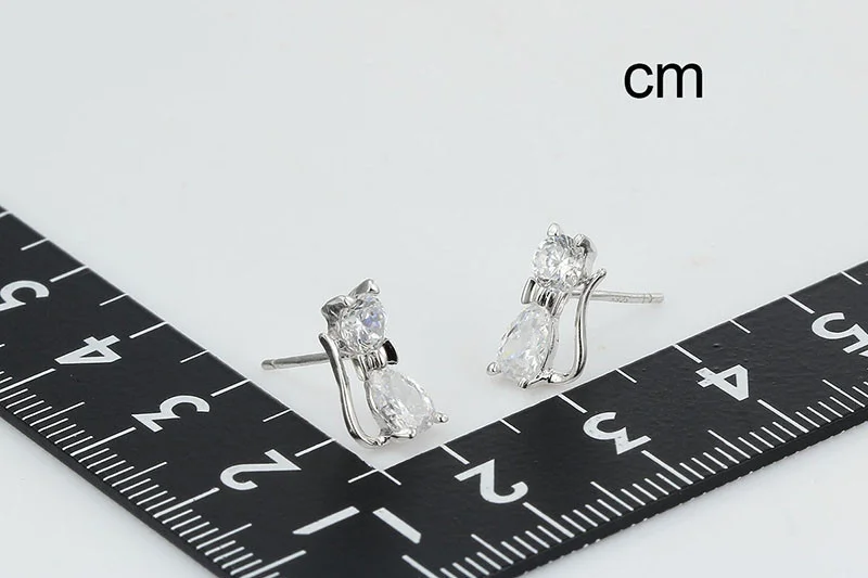 Nette Reine Echt 925 Sterling Silber Kitty Katze Gepflastert Zirkonia CZ Stud Ohrringe Bijoux Frauen Mädchen Kinder Schmuck Heißer geschenk – Detail 16