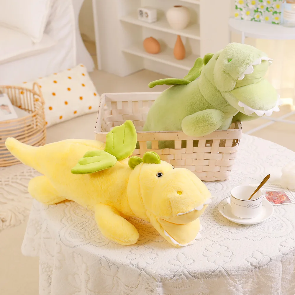 

Cartoon Lying Dinosaur Triceratops Plush Toy with Wings White Dragon StuffedSoft Baby Hug Pillow Kids Boy Gift