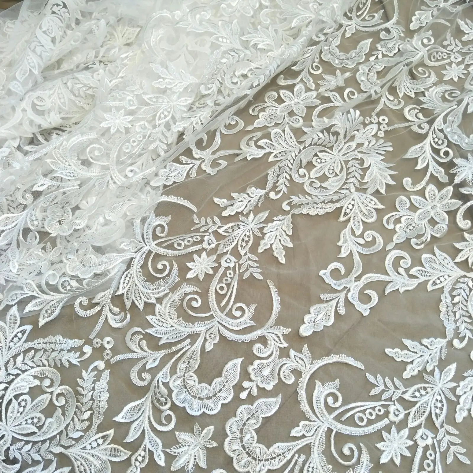 ivory bridal lace fabric guipure lace dress lace fabric sequins lace 130cm width lace sell by yard