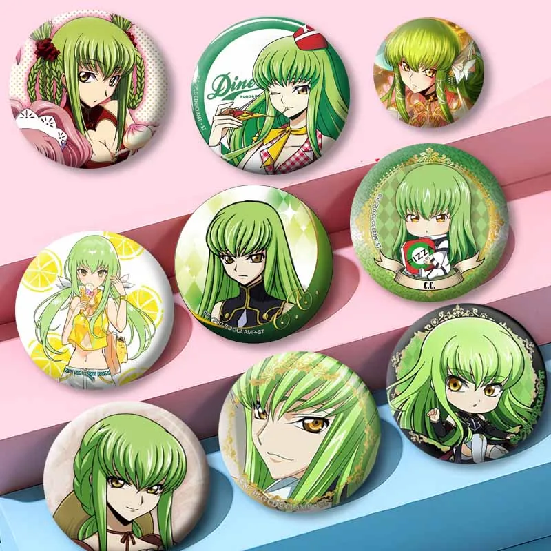 Cute Anime Code G-Geass C.C Button Pins Handmade Snap-in Badge Cartoon Role Playing Brooch Backpack Clothes Chest Ornament Gifts