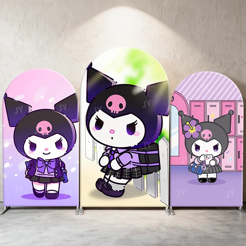 

Kuromi School Uniform Style Arch Backdrop Cover Trendy Festive Scene For Kids Birthday Baby Shower Photo Booth Decor Background