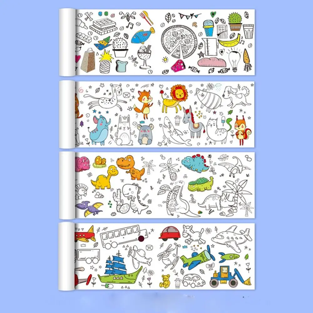 Wandaufkleber, Zeichnungsaufkleber, leere Malseiten, Farbfüllung, Papierrolle, Kinder-Zeichenrolle, Zeichenrolle für Kinder