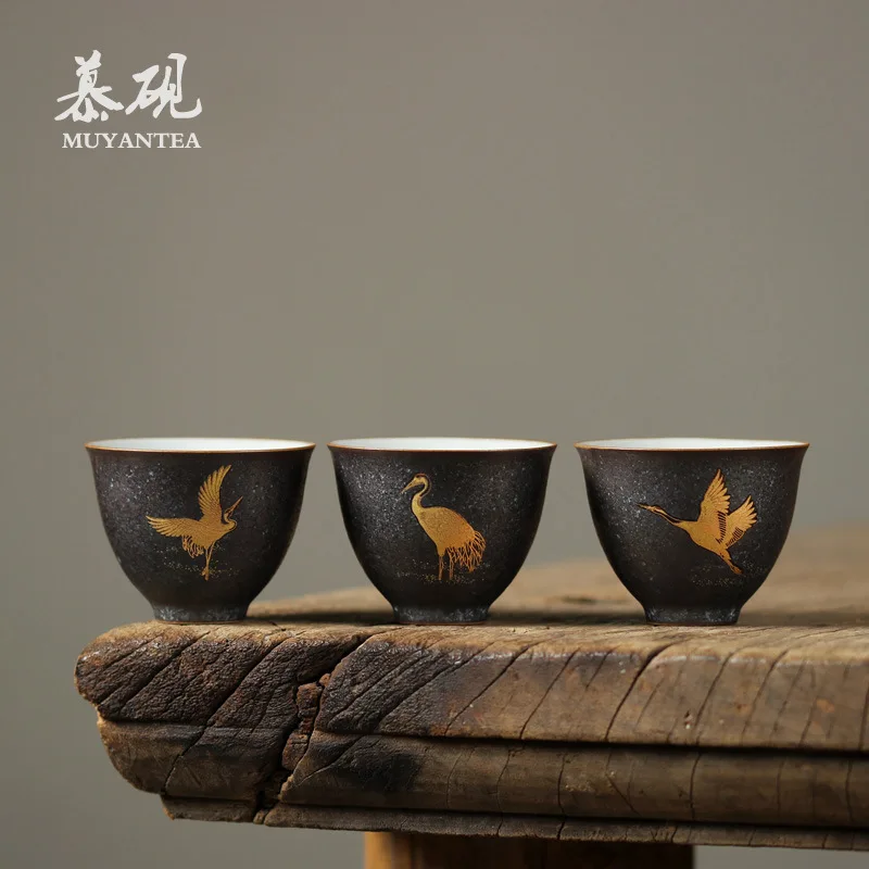 Muta Gold Crane Kiln Change Tianmu Glaze Ceramic Kung Fu Set Master Cup Household Tea Bowl