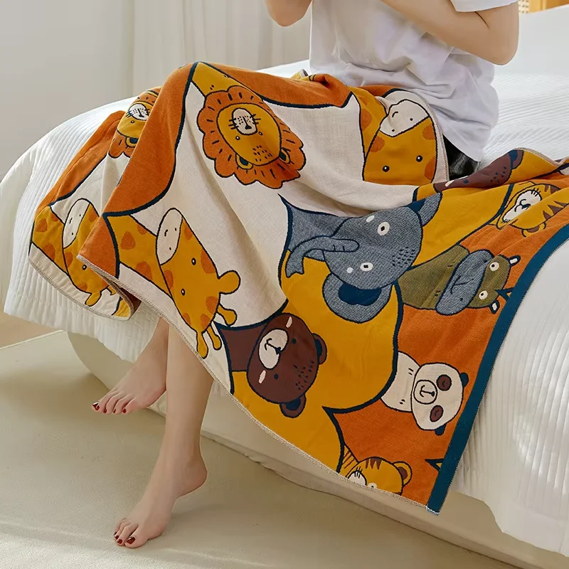 

Gauze Cartoon Bath Towel Cotton Four-layer Muslin Bath Towel Men And Women Household Absorbent Children's Large Wrapped Towels