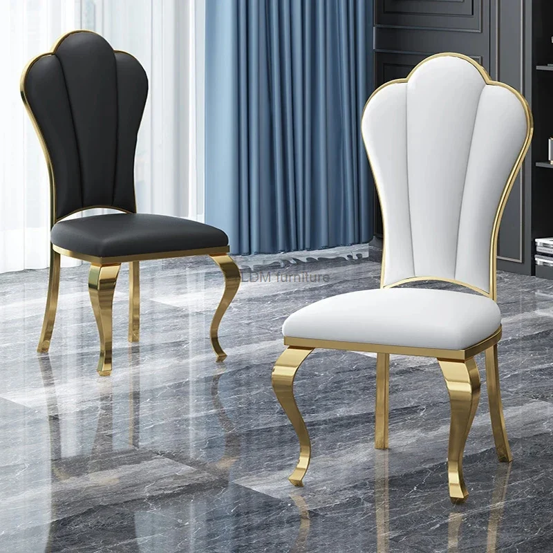 European Backrest Dining Chairs Luxury Living Room Furniture Custom Leather Reception Chair Modern Restaurant Dining Chair U