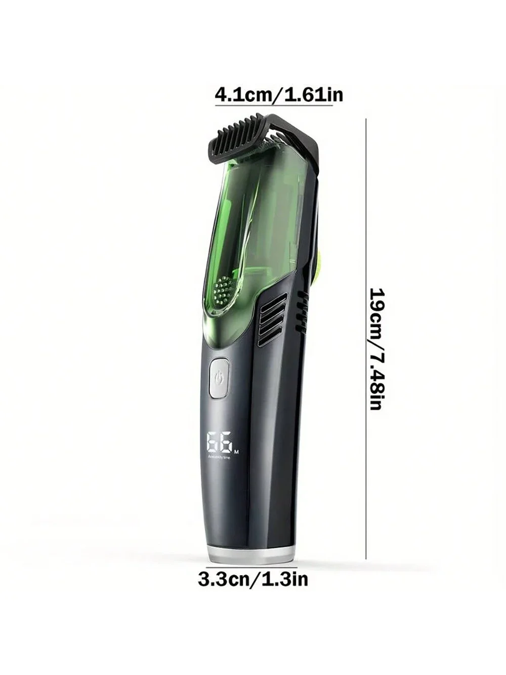 1pc 1400mah lavável corpo inteiro carga usb aparador de cabelo com display led, sucção automática do cabelo, profissional sem fio cli