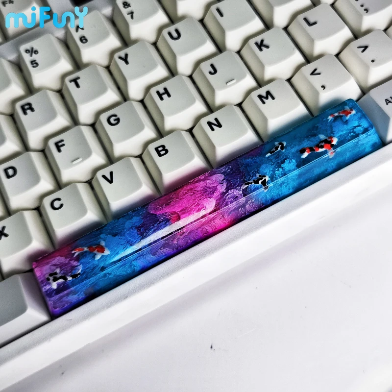 MiFuny Green Spacebar Keycaps Custom Artisan Koi Keycaps SA and OEM Profile for Cherry MX Key Caps Mechanical Keyboard Gift Idea