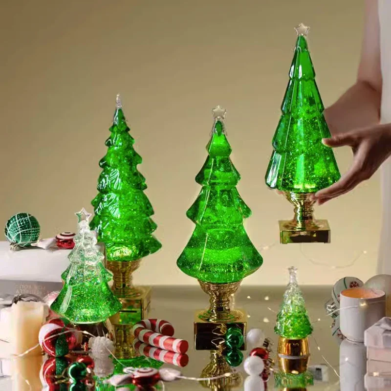 Christmas Creative Gift For Girls LED Night Light Music Box Mini Christmas Tree Home Desktop Ornaments