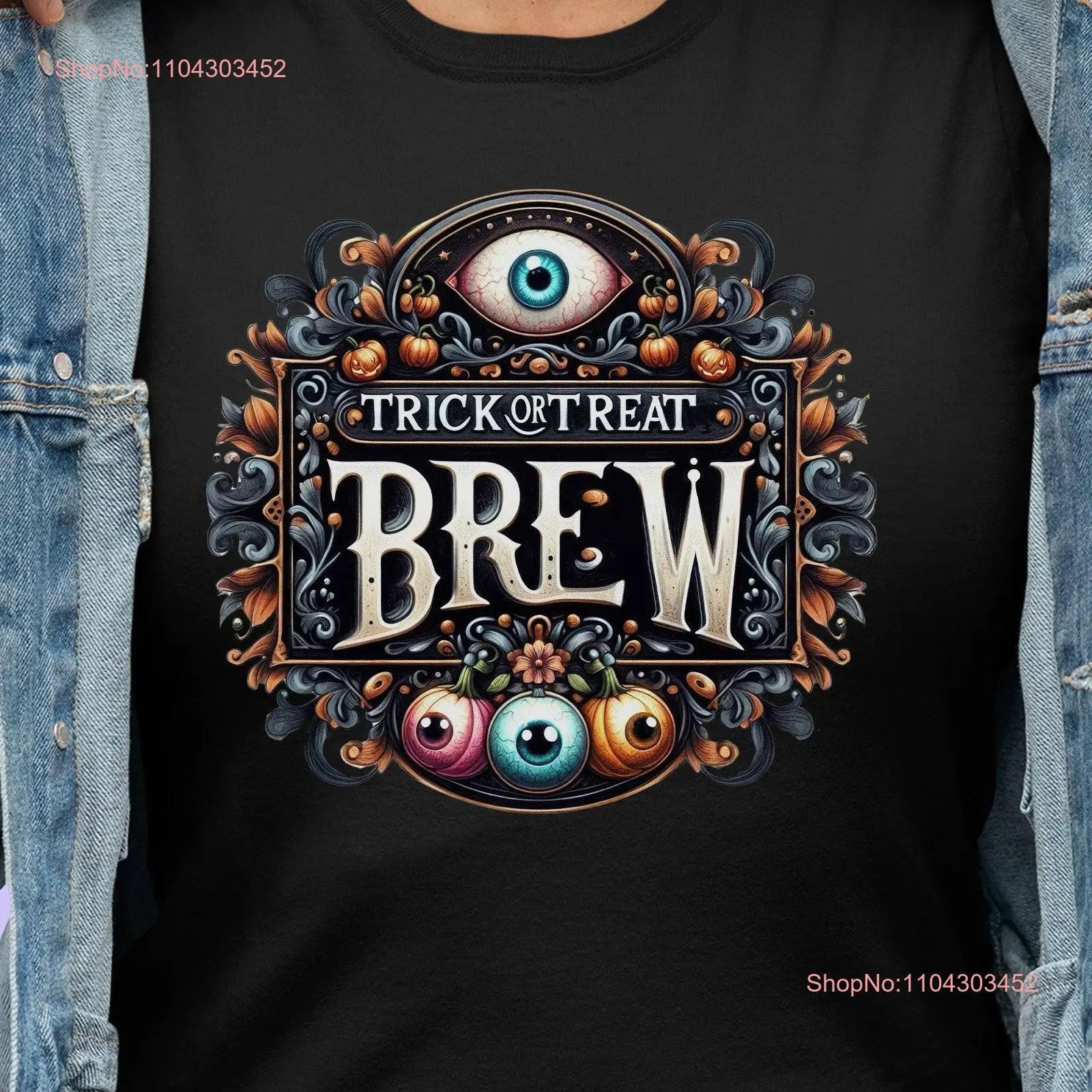 Trick Treat Brew T Shirt Bartender Halloween Waitress Nightclub Party or long or short sleeves