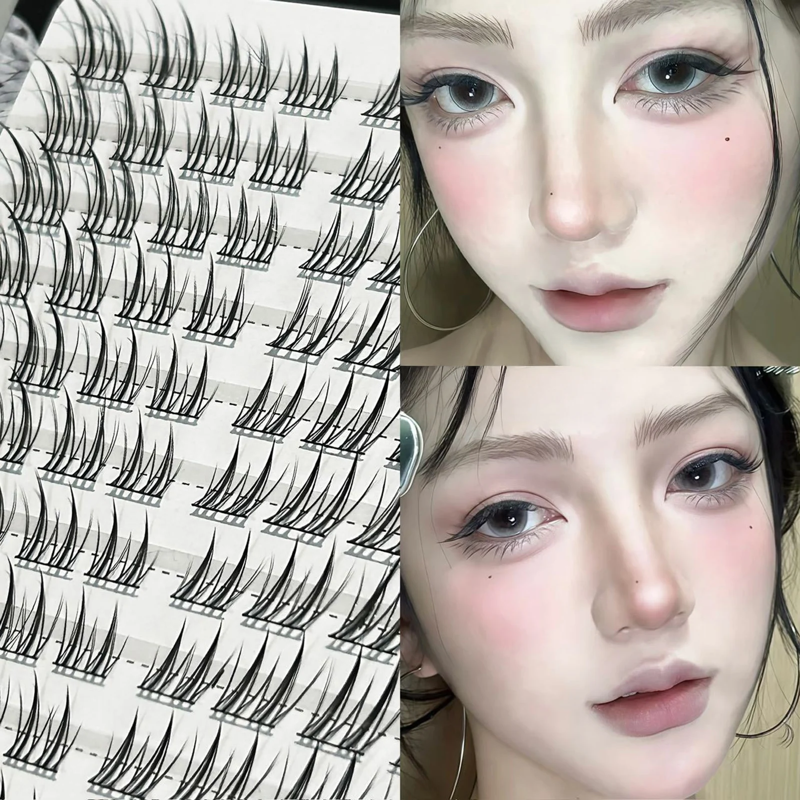 Selbstklebender Einzelwimpernkleber, flauschige Cluster-Wimpern erforderlich, koreanische Mode, Manga-Wimpernverlängerung für das tägliche Make-up