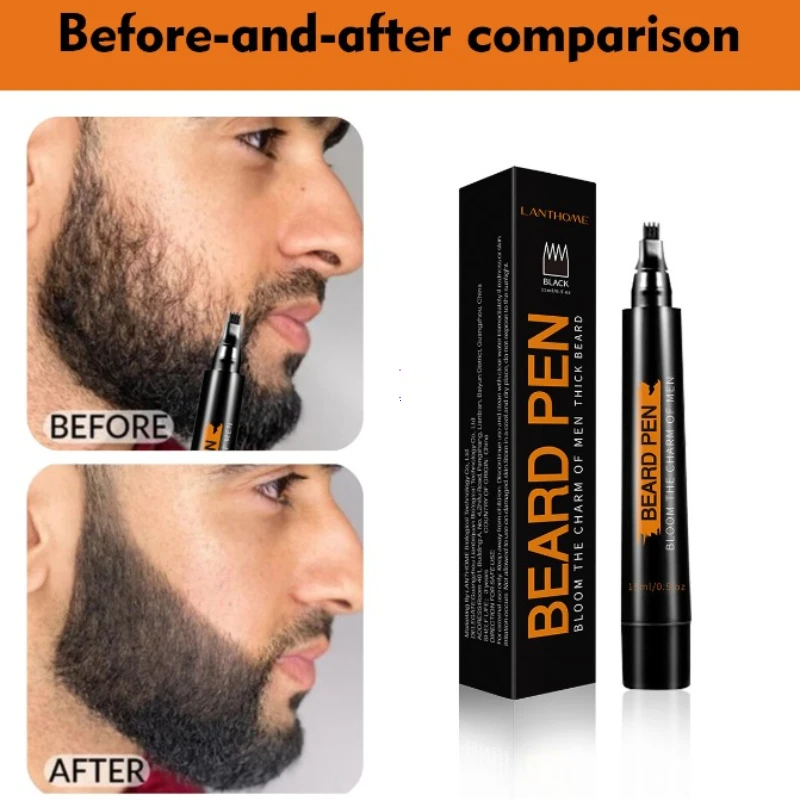 Waterproof Beard Pen Man Moustache Coloring Shaping Tools Thicker Longer Fuller Beard Eyebrows Hair Filling Pen Black Hair Care