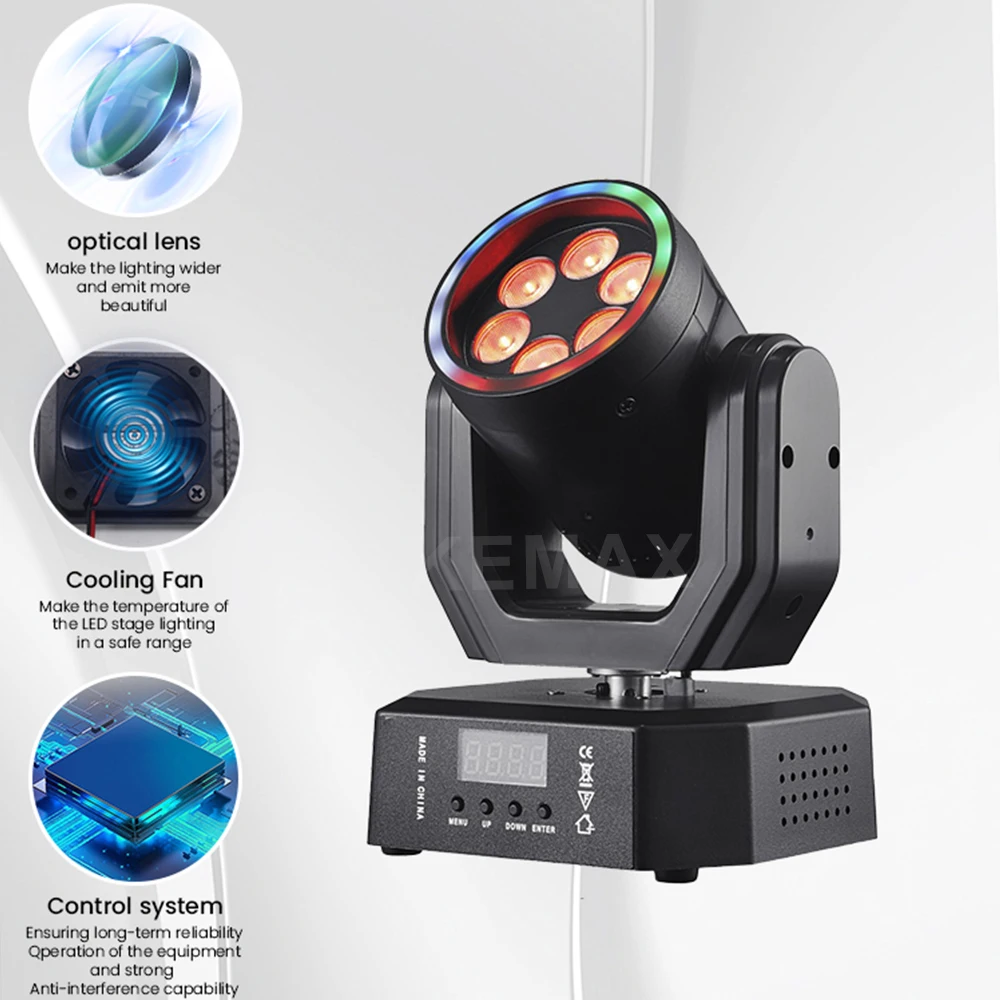 Luz de festa disco de 30W com controle remoto, mini LED beam RGBW rotativo, strobe móvel para DJ, iluminação de palco DMX512 para eventos de clube e dança