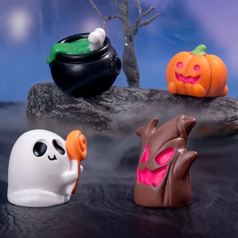 Mini muñeco de resina de calabaza fantasma, árbol de murciélago, accesorios para casa de muñecas de Halloween, decoración de gato negro, miniaturas de fantasmas de Halloween, decoración de coche