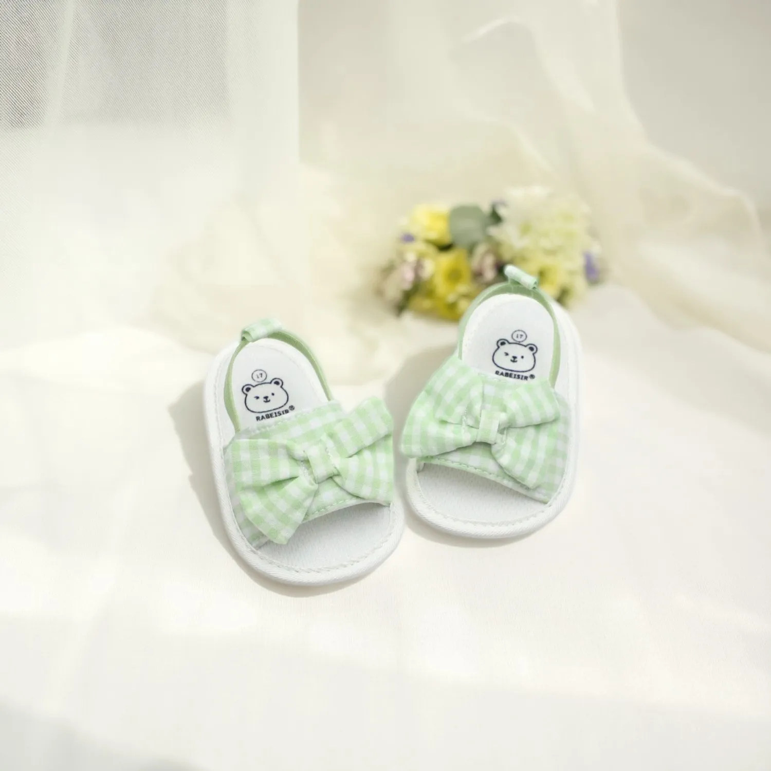 

Baby sandals, baby walking shoes, 0-6-12-18 months, fabric sole, anti drop heel, breathable and anti slip