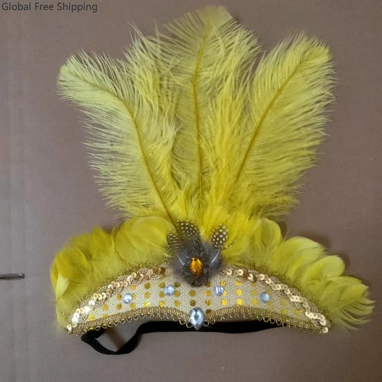 Women's Rave Party Crown Feather Tiara 1920s Pinup Stage Performance Headband Girls Feather Tiara Cosplay Carnival Accessories