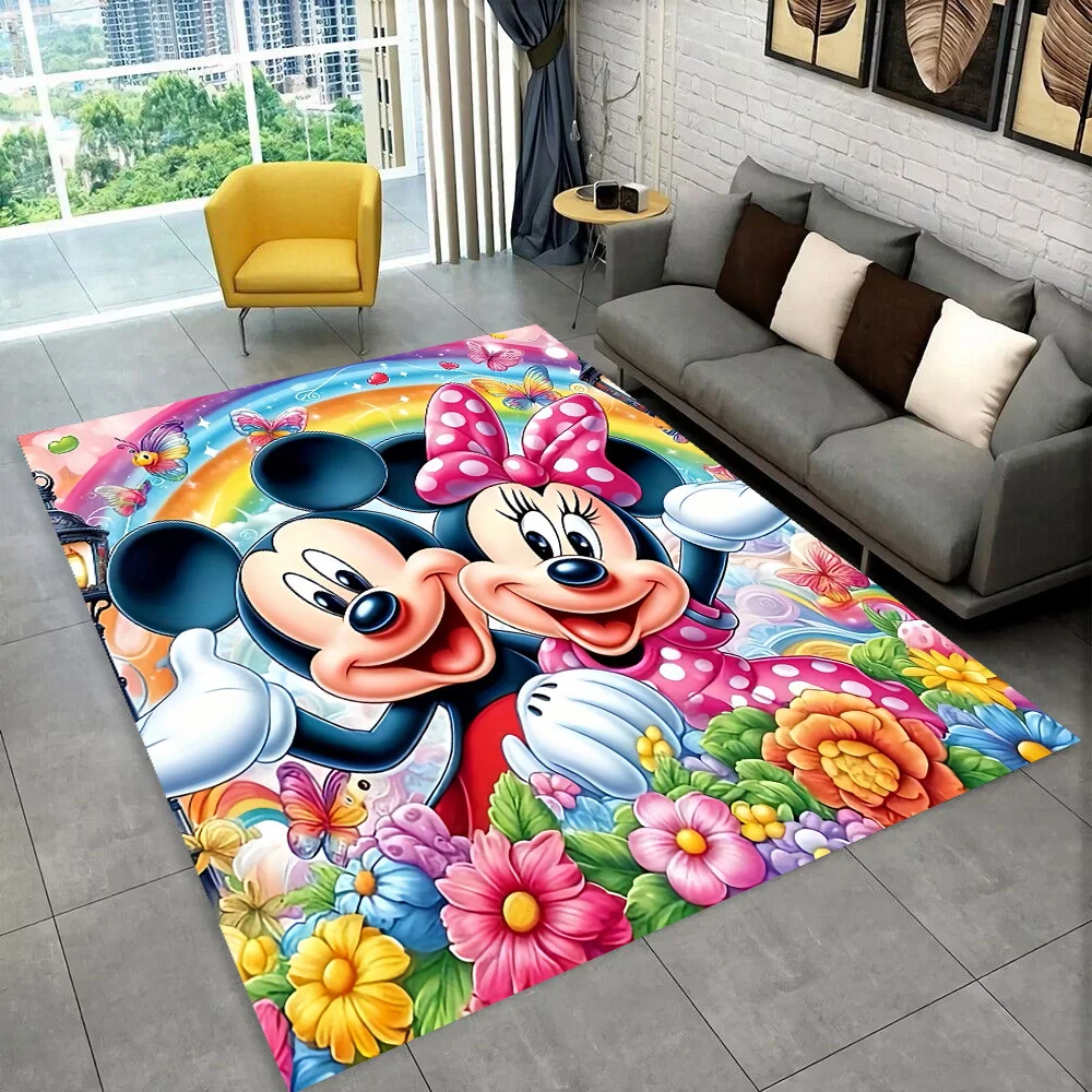 2025 New Donald Duck Mickey Minnie Mouse Cartoon Carpet Rug for Bedroom Living Room Home Sofa Decoration,kids Decor Floor Mat