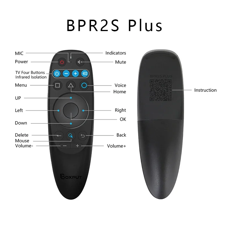BOXPUT BPR2S Plus BTエアマウス IR学習 2.4Gワイヤレス音声リモコン ジャイロスコープ Android TV Box TVスティック対応