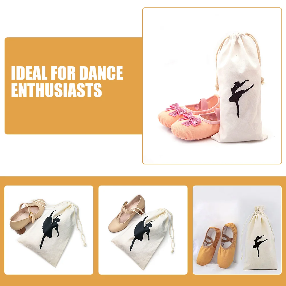 Ballet Dance Storage Bag Canvas Tote Drawstring Accessories Pouch for Girls Travel Dancing Shoe Bags Women Ballet Shoes Bag