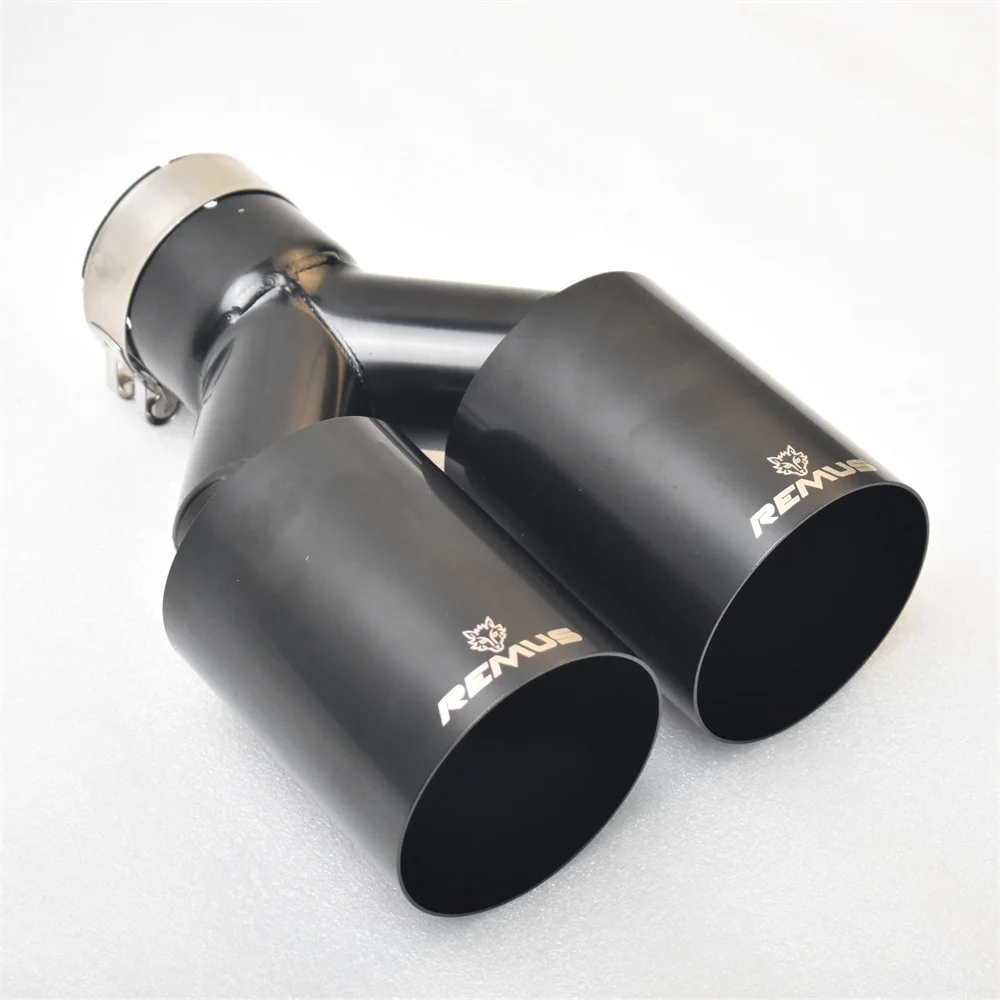 RE BLACK Schalldämpfer, doppelte Auspuffspitze, 2,5 Zoll Einlass, 3 Zoll Auslass, 9,5 Zoll langes Endrohr, doppelte Edelstahl-Auspuffspitze, Auto-Endrohr