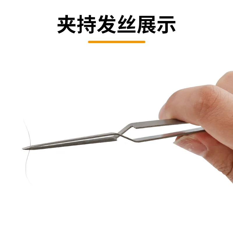 Stainless steel reverse contrast tweezers for clamping precision parts and other tight space operations, flat tip