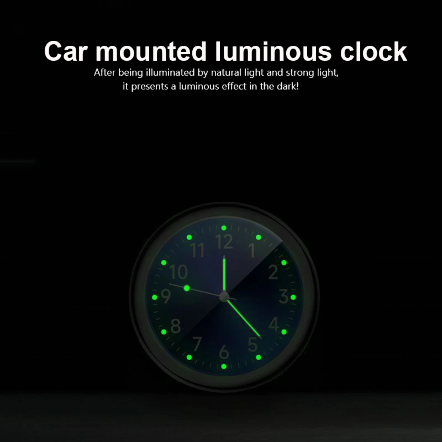 Chic and Sleek Stylish Black and White Luminous Mini Car Clock - Modern Mechanics Quartz Clock - Trendy Small Stick-On Digital W