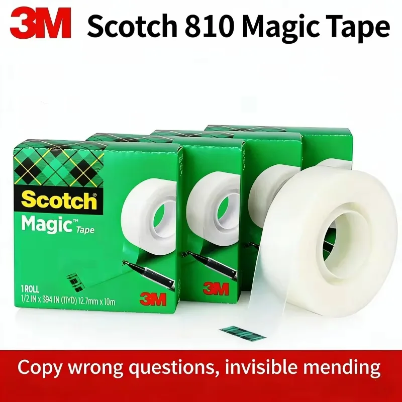 3M 810 Scotch Korrekturband Magisches unsichtbares Klebeband, spurlos, beschreibbar, handreißbares Klebeband für den Heimgebrauch, Bürobedarf, Korrekturband