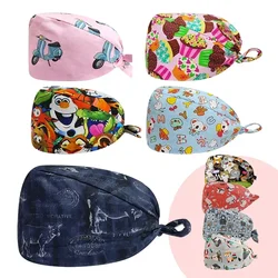 Wholesale Animal Print Women Scrubs Caps Pet Shop Work Scrubs Breathable Lab Scrub Hat Nursing Hat Beautician Hospital Work Hats