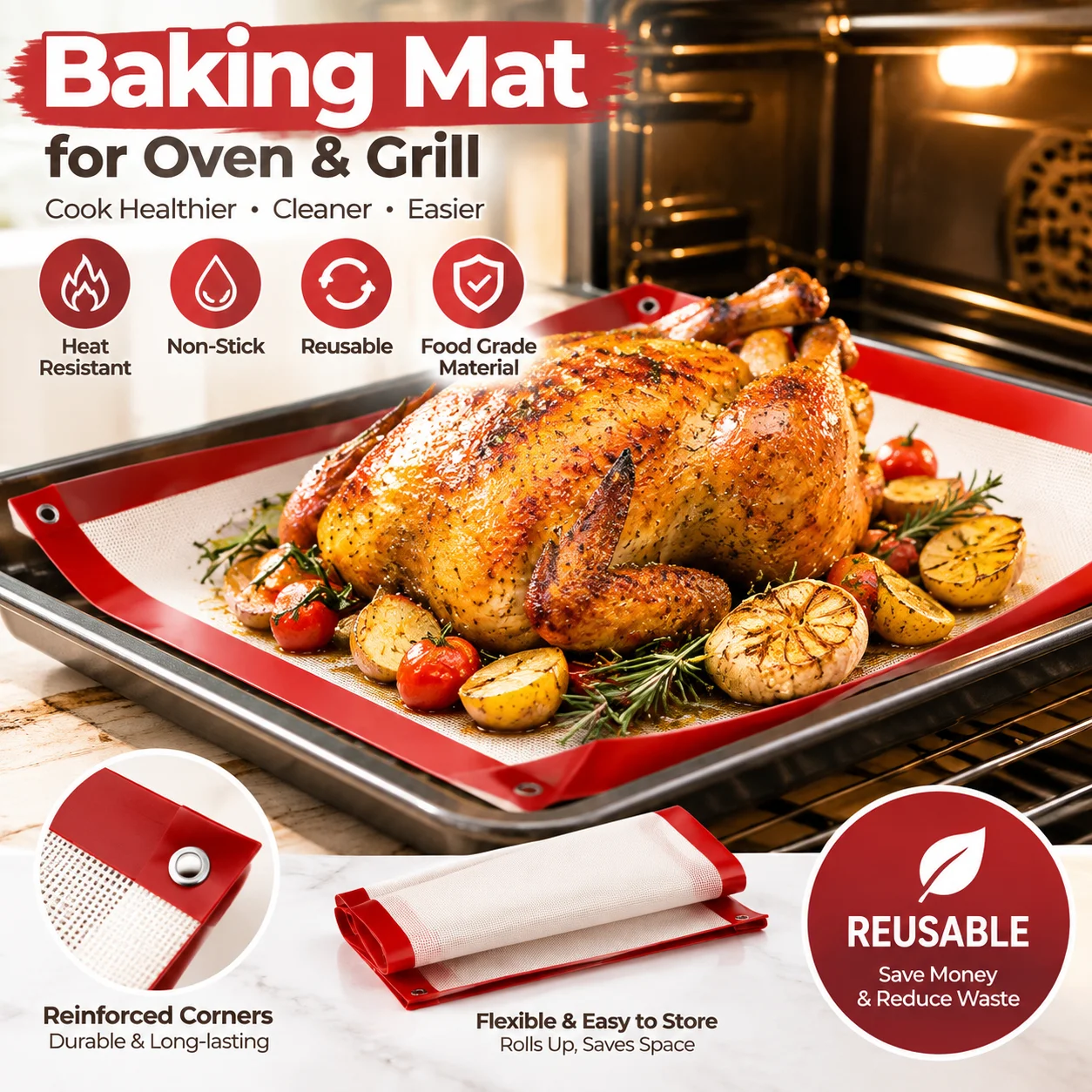 Set Alas Panggang Silikon Food - Kitchen Baking Mat ulasan dan harga