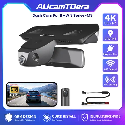 AUcamTOera WiFi & APP GPS 4K Car DVR Dash Cam For BMW 3-Series Gen7 M3 G20/21/28 G80/G81 Dash Car Camera 2019-2026 Plug and Play