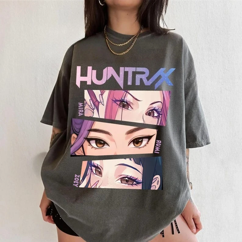 Neue heiße Kpop-Dämonenjäger-T-Shirts für Damen, Unisex, Streetwear, übergroß, locker, lässig, stilvoll und lässig, kurzärmelig, Fan-Geschenke