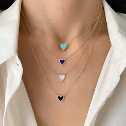 Natural Fritillaria Heart Necklace French Metal Love Clavicle Chain Korean Female Pendanklace Female Blue Pendant for Women Gift