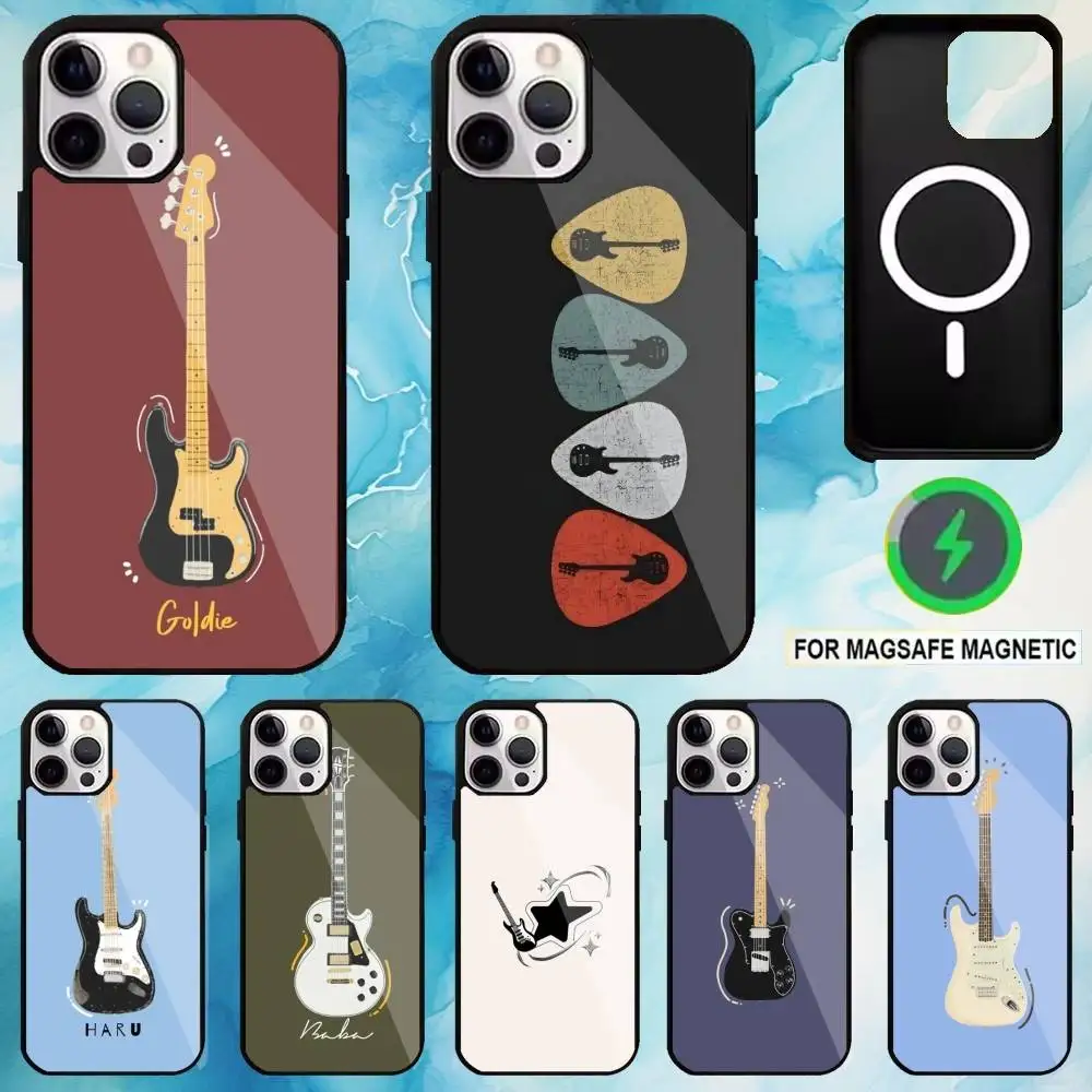 

Trendy Guitar Phone Case For iPhone17,16,15,14,13,12,11 Plus,Pro Max Magnetic For Magsafe Wireless Charging