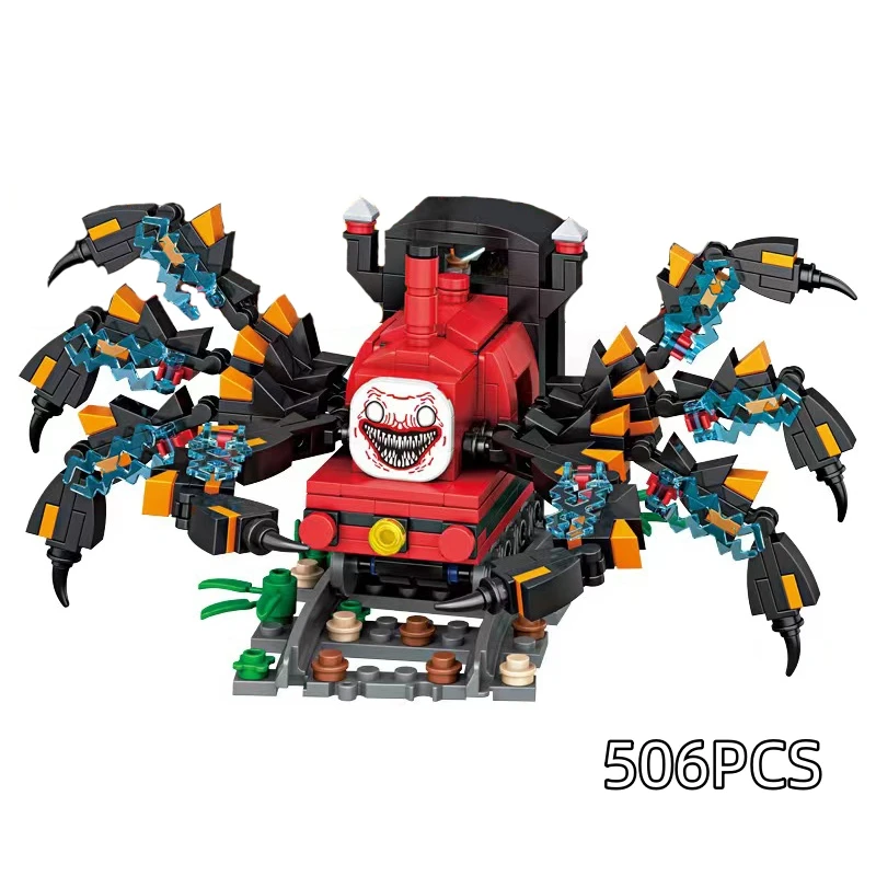 Cartoon Spider Train Monster Steam Trains Moc Game Building Blocks Choo-Choo Charles HorrorsBricks Toys for Children