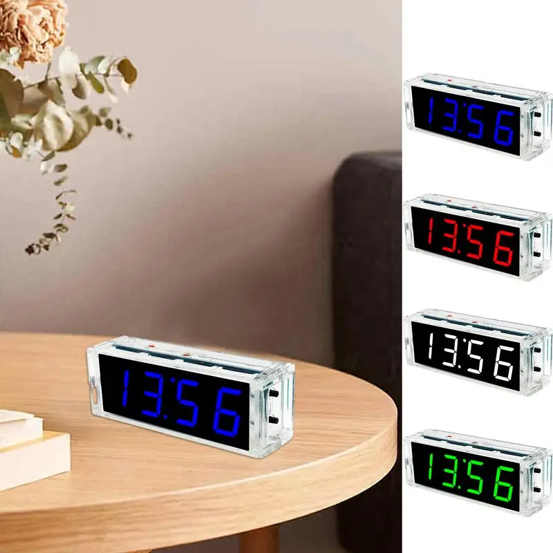 Digital Clock Assembly Kit Optical LED Digital Electronic Clock DIY Loose Parts With Case Exercise children's hands-on ability