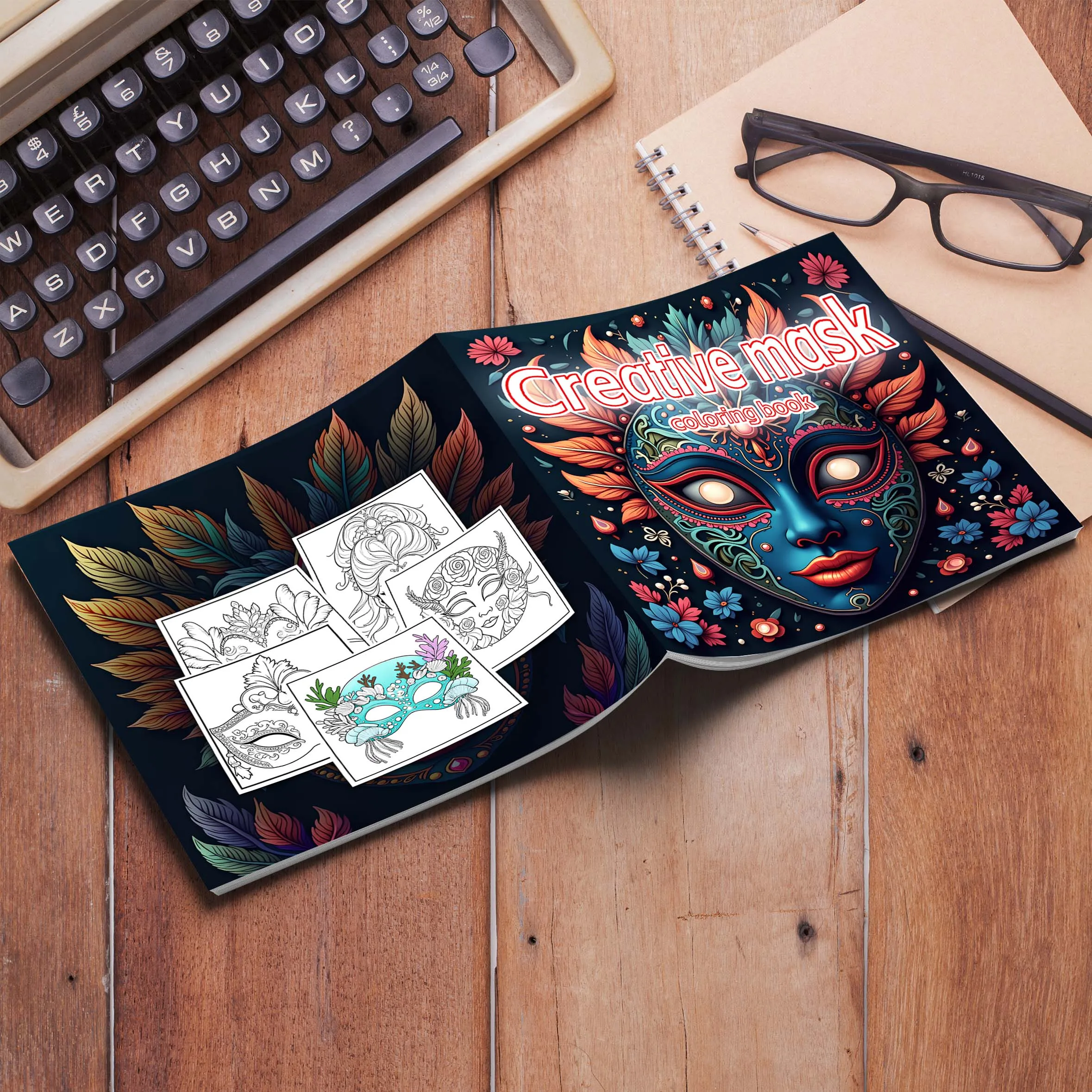 Creative Mask Coloring Book 24Page Adult Picture Book Gift For Birthday Party Relieve Stress Kill Time Graffiti Painting Drawing