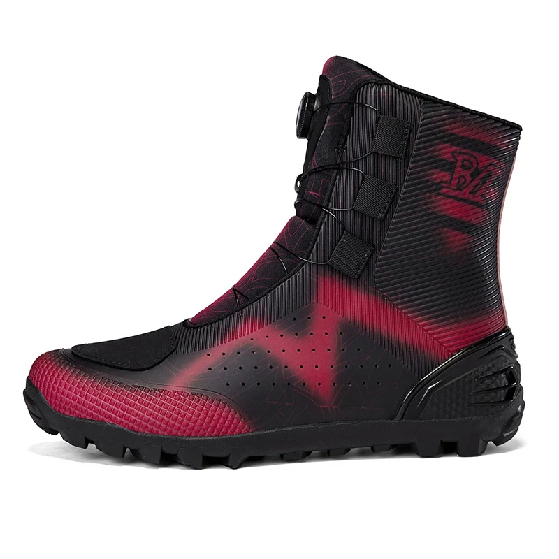 

Мотоциклетные защитные ботинки для верховой езды, мужские четырехсезонные высокие противоскользящие туфли для гонок по бездорожью, дышащая экипировка, велосипедные ботинки