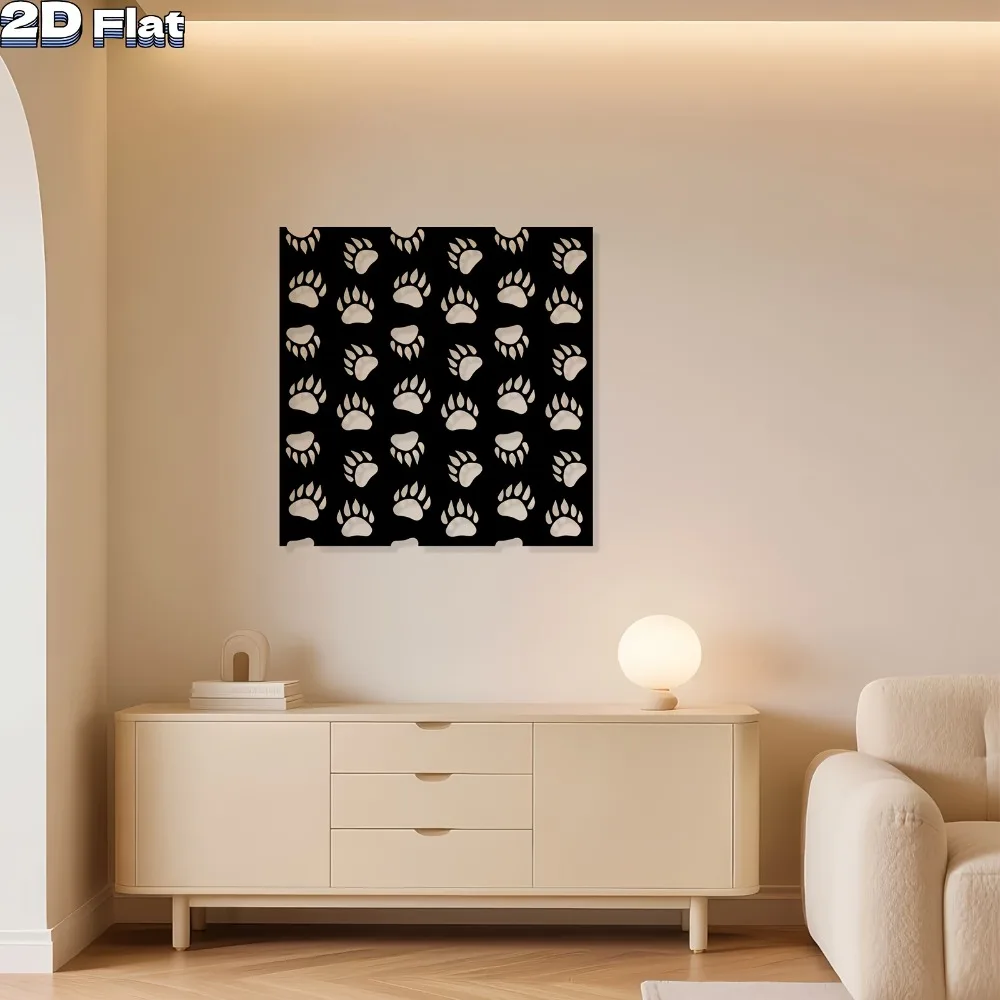 Modern Metal Paw Aluminum Wall Art 12x16 Inch Waterproof Durable Decor For Living Room Bedroom Entryway
