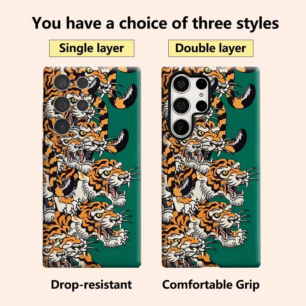 Vintage Tiger Art Luxus Mode Vollständig Schützende Hülle für Samsung Galaxy S26 S25 S24 A56 A36 Plus Ultra