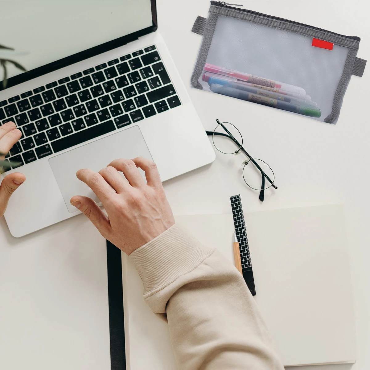 

5 Pcs Pencil Case Stationery Bag Mesh Storage Holder Student Supply Transparent