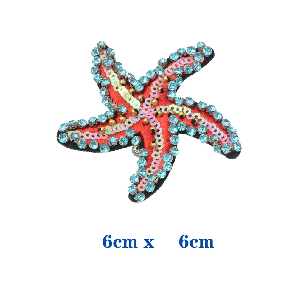 1 Piece Sew on Beaded Patch Cute Sea Turtle Jellyfish Starfish Lobster Dragonfly Patch for Garment DIY Decoration