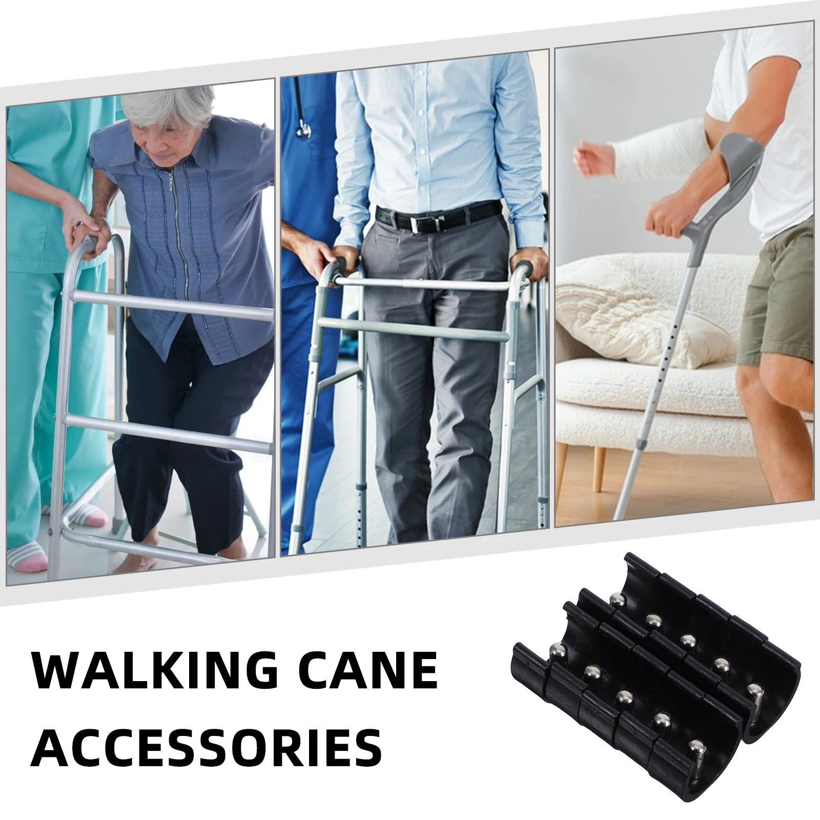 

10 шт., сверхмощные замки для костылей, зажим для трубки ходунков, стальной пластиковый зажим C, набор нескользящих аксессуаров для трости для пожилых людей