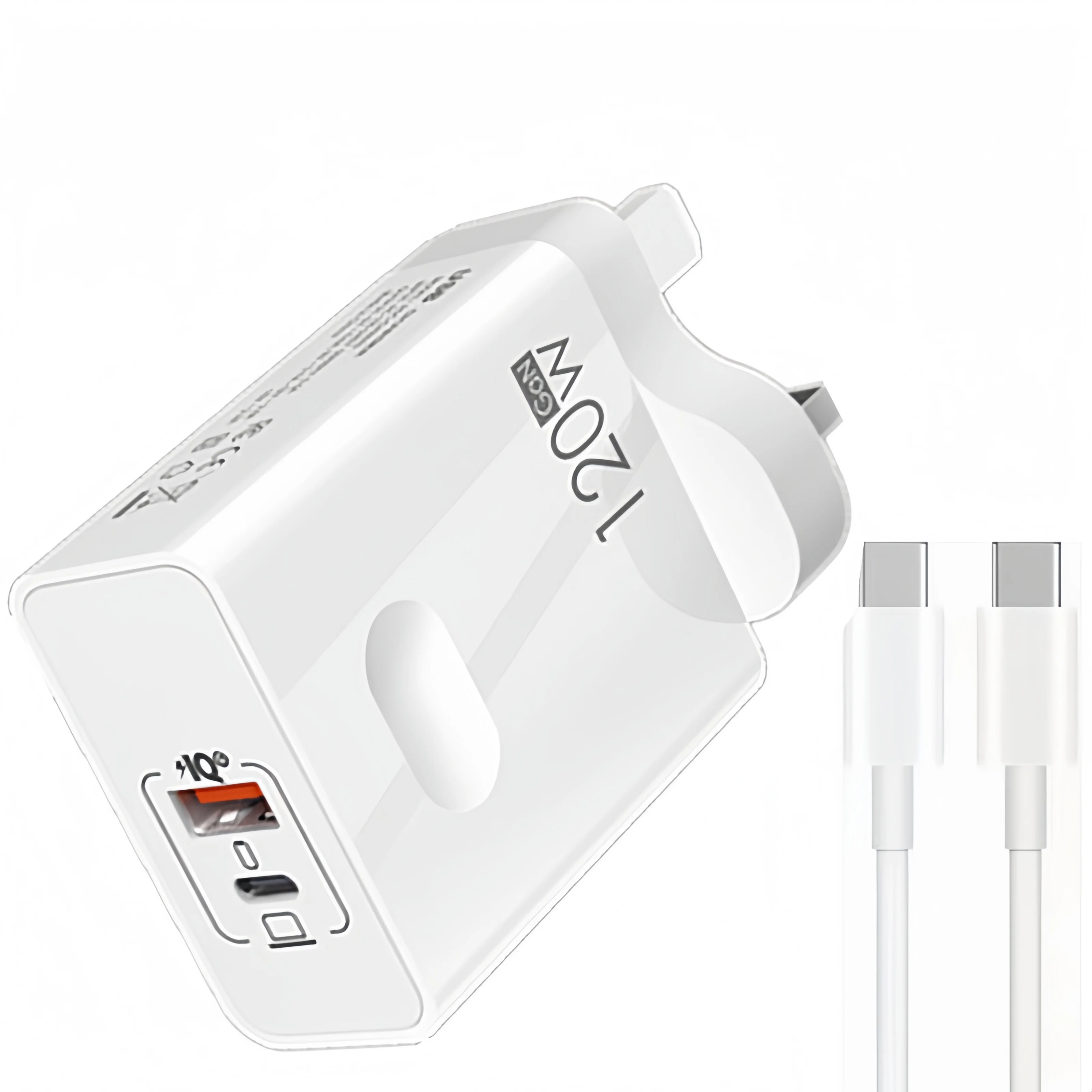 120W GaN USB Fast Charger UK Plug Power 5.0 QC5.0 Wall Charger Fast Charging Cable For iphone Xiaomi Samsung Android Devices