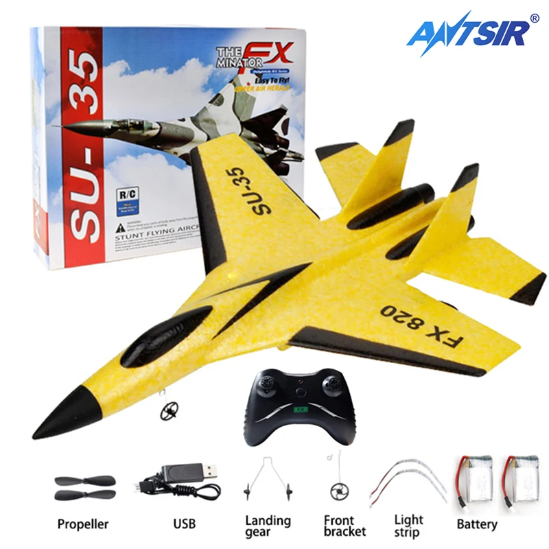 SU-35 RC Plane 2.4G FX820 Remote Control Airplane With LED Lights Fixed Wing Flying Model Aircraft EPP Foam RC Toys  Kids Gift