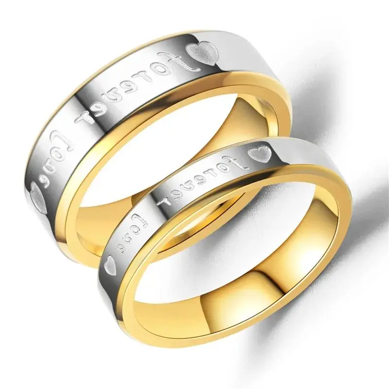 موضة للأبد الحب الفولاذ المقاوم للصدأ رومانسية القلب خواتم النساء الرجال اكسسوارات حفلات الزفاف هدية زوجين المجوهرات بالجملة #2