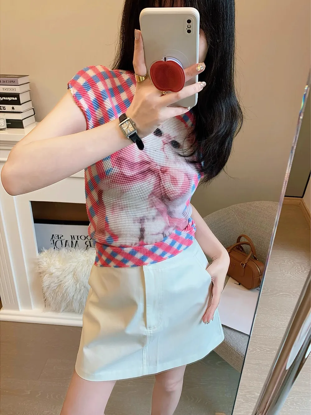 Damskie obcisłe T-shirty z krótkim rękawem, urocze różowe koszulki z nadrukiem kotów, elastyczne crop topy, Goblin Core, kokieteryjne Gyaru Aesthetic Y2K z lat 2000.