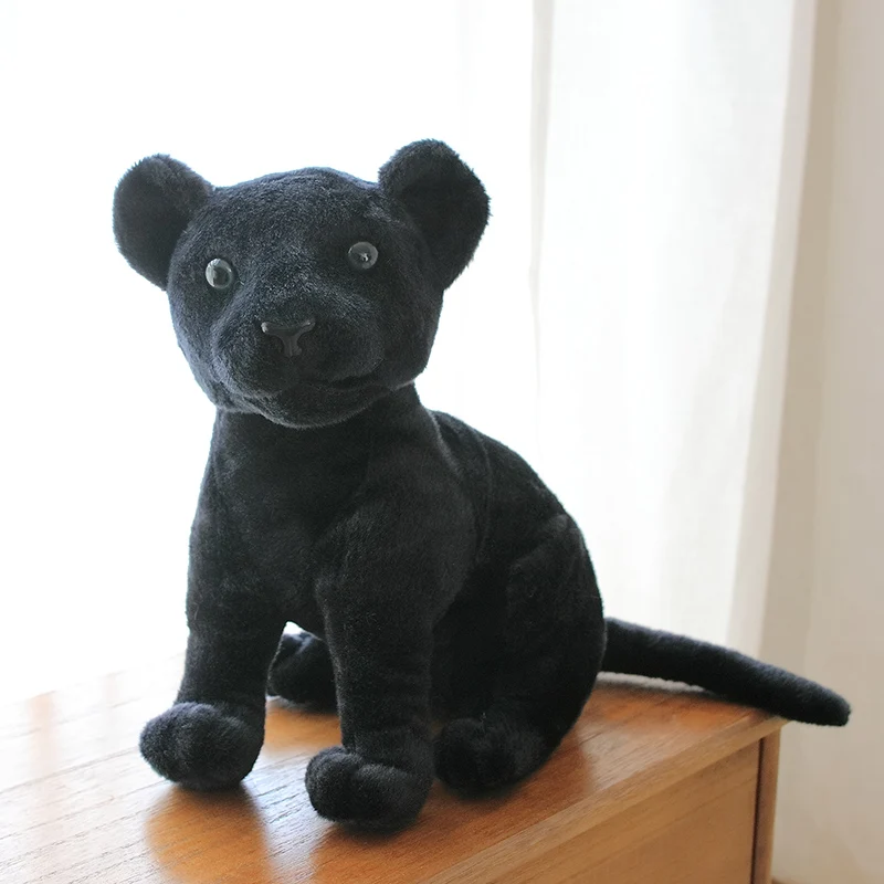 Jouet en peluche léopard de Simulation de haute qualité, Animal de compagnie Lion Kawaii, poupée panthère noire, cadeau d'anniversaire pour bébé, jouet en peluche doux