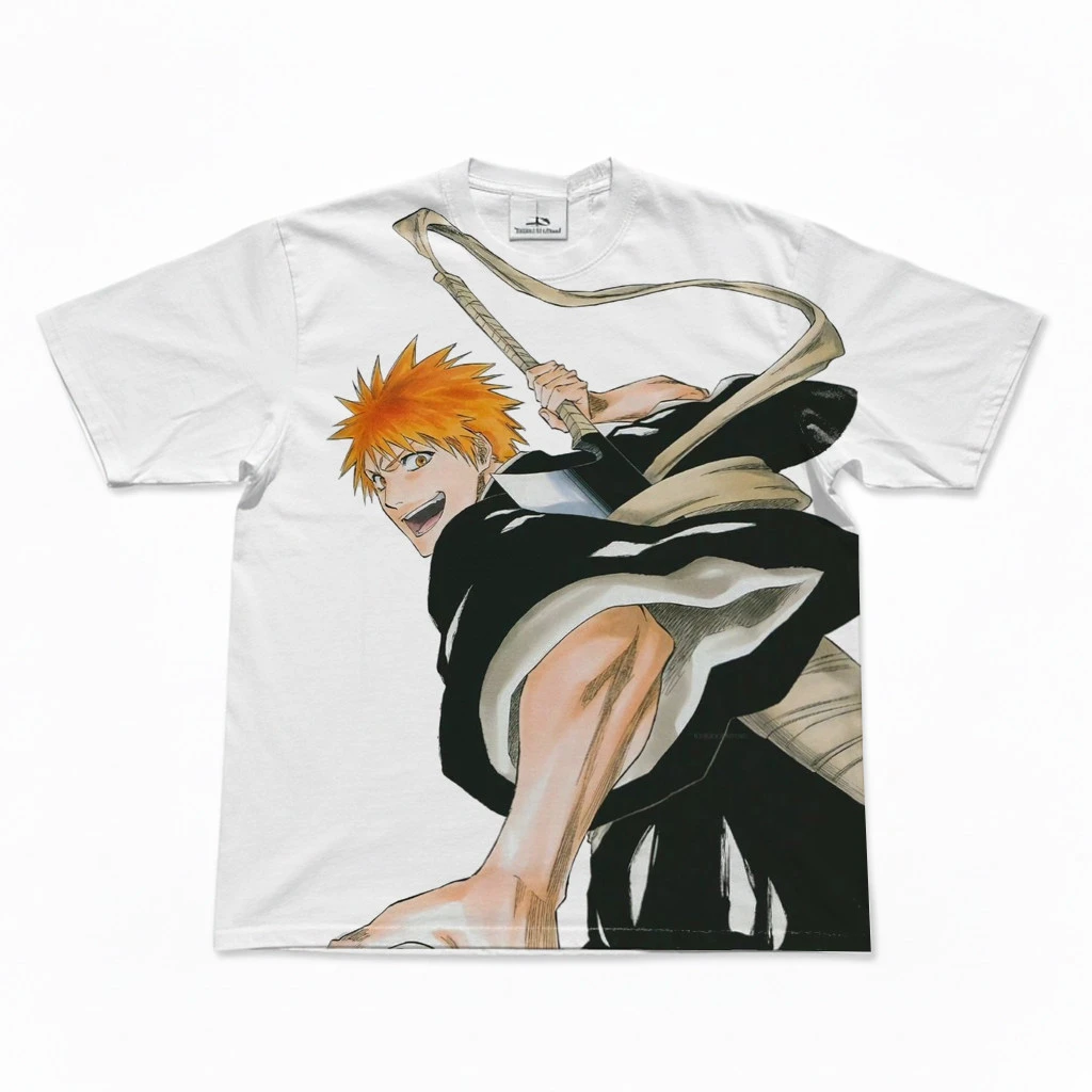 BLEACH Ichigo Kurosaki Zangetsu Soul Reaper Anime Y2K Ästhetisches Grafik-T-Shirt aus Baumwolle für Männer und Frauen, Streetwear-T-Shirt – Detail 4