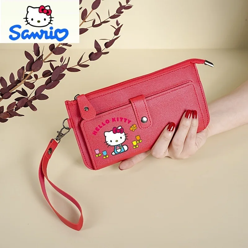 Sanrio Fashion Women's Multi functional Storage Card Bag, Cute Cartoon Hello Kitty Long Edition, Hand in Hand for Pocket Wallet