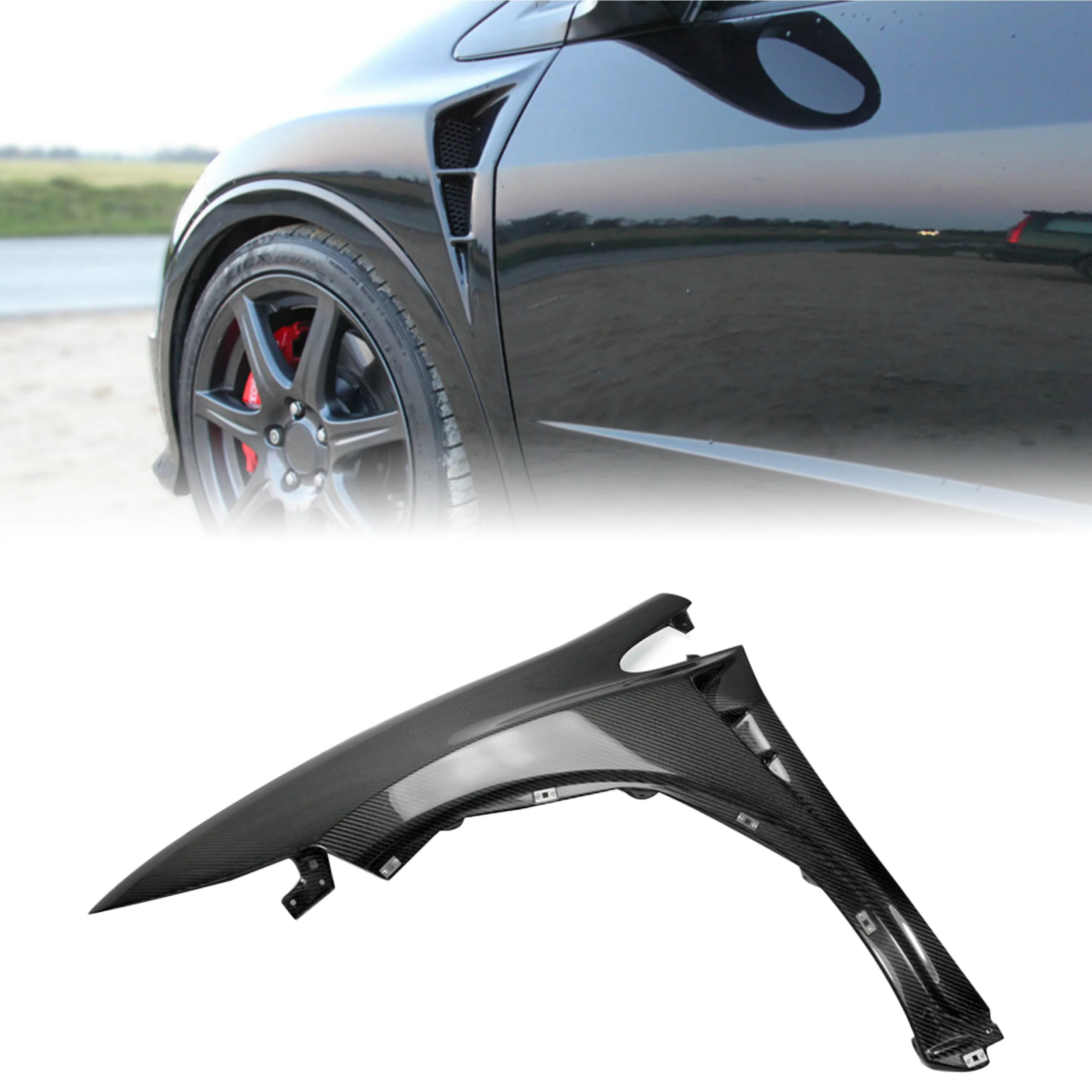

For Honda Civic FN FK FN2 Type R Carbon Fiber Mugen Style Vented Front Fenders